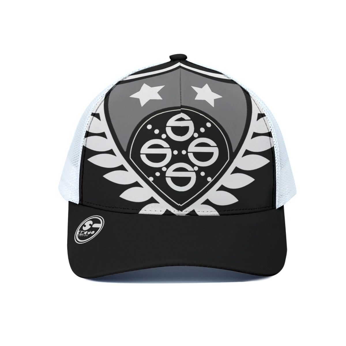 She'va Crest White Half-mesh Peaked Cap (bla/whi)