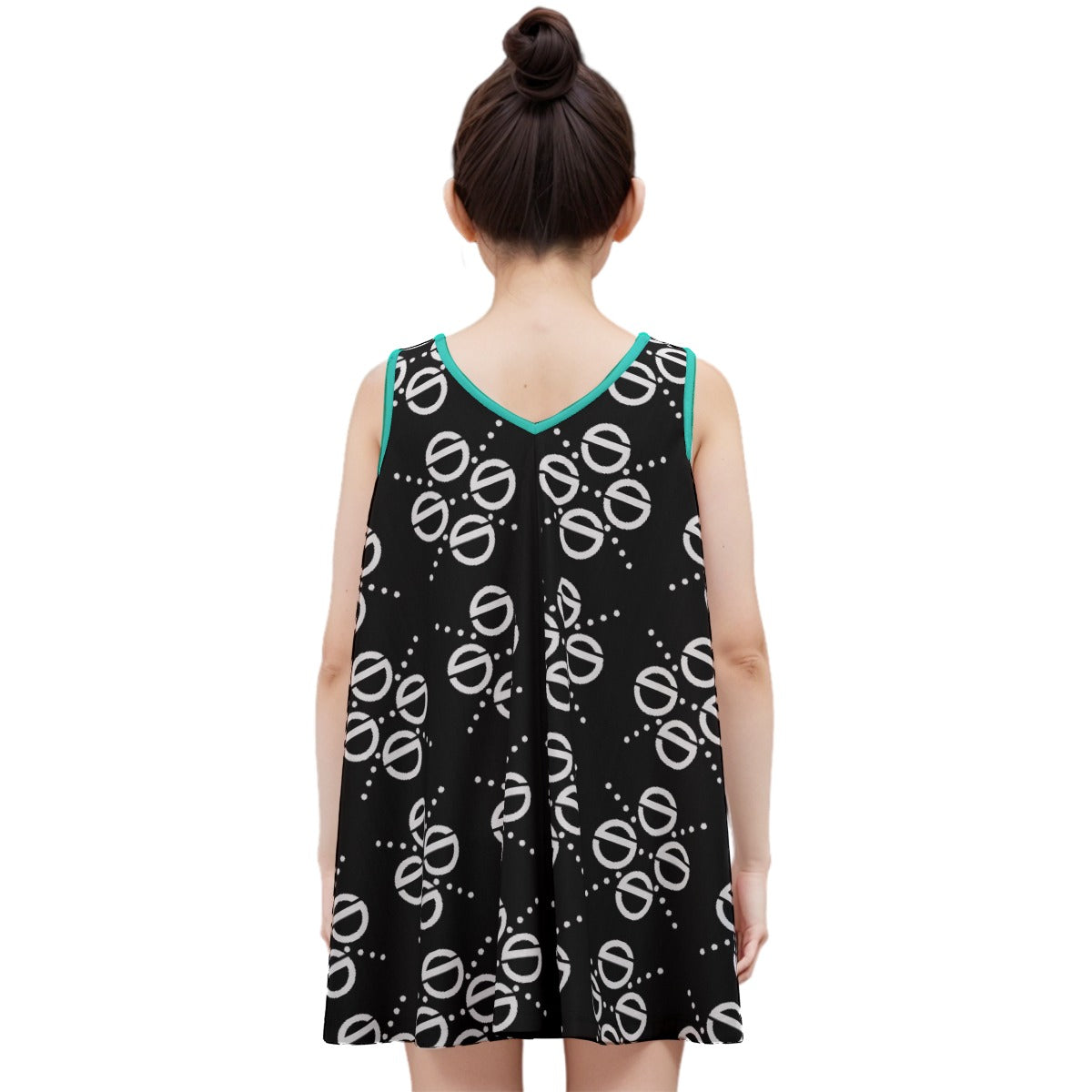 She'va Kid's Sleeveless Dress Blk/teal | 180GSM Cotton