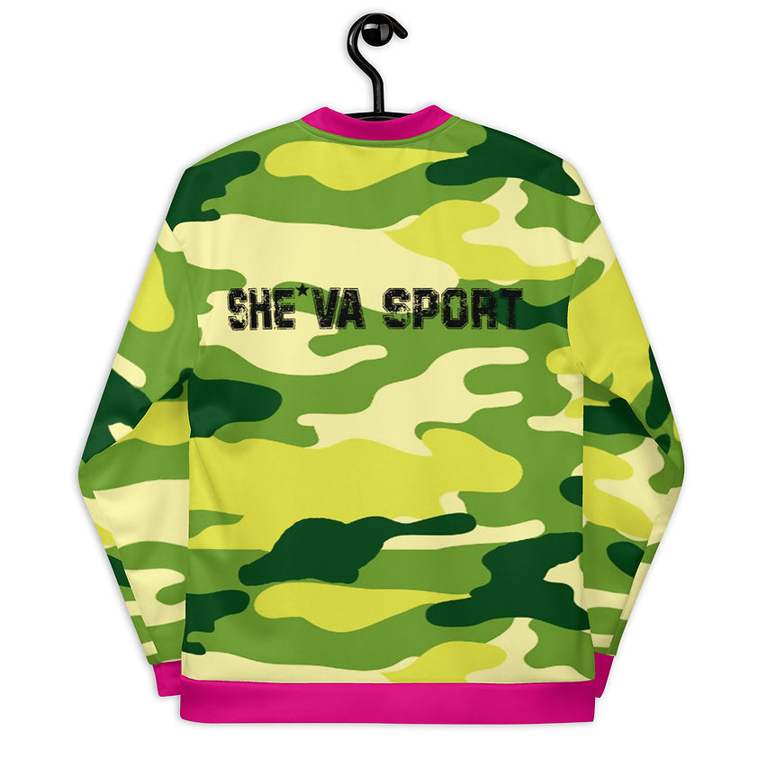 Army Patched Unisex Camo Bomber *Olive/Fuchsia *