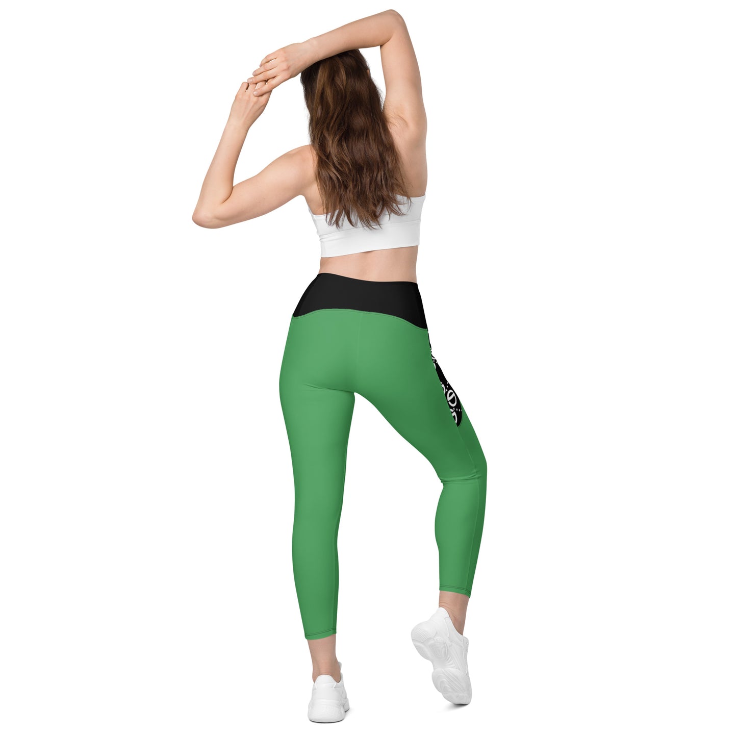 Crossover leggings with pockets (green)