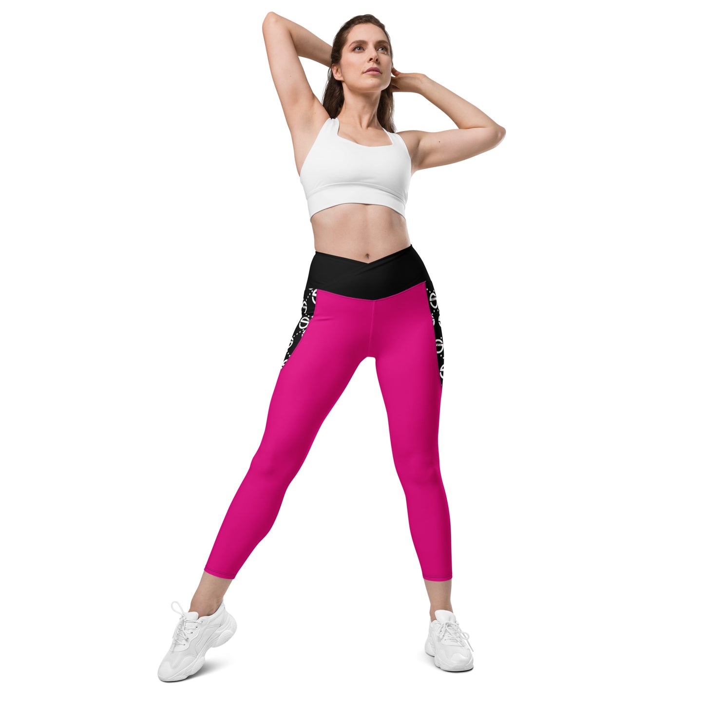 Crossover leggings with pockets (pink)