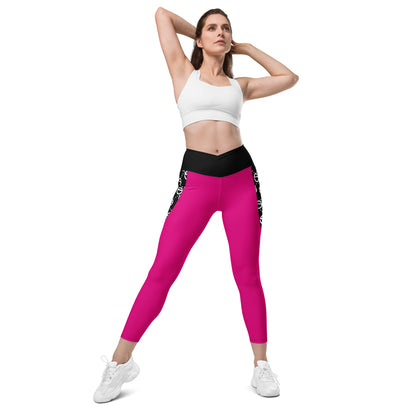 Crossover leggings with pockets (pink)
