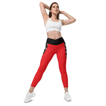 She'va Sport Crossover leggings with pockets (red)