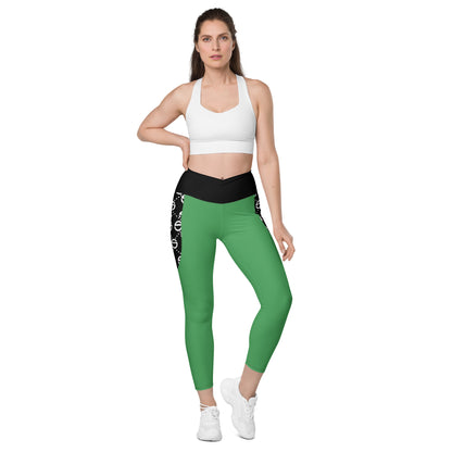 Crossover leggings with pockets (green)