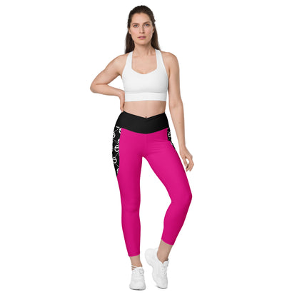 Crossover leggings with pockets (pink)