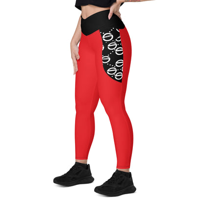She'va Sport Crossover leggings with pockets (red)