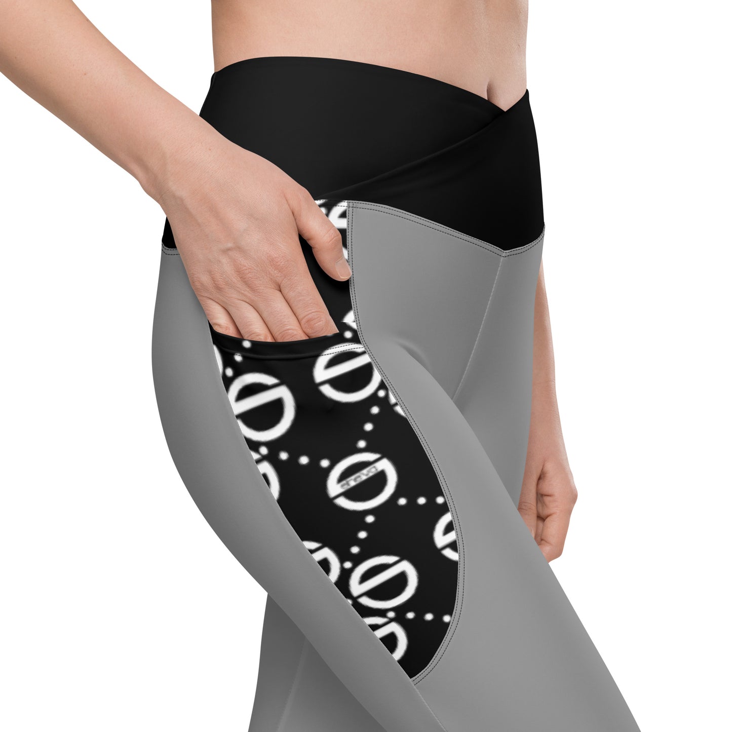 Crossover leggings with pockets (gray)