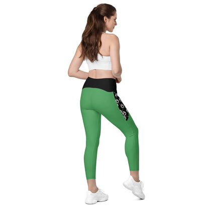Crossover leggings with pockets (green)