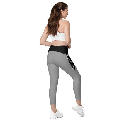 Crossover leggings with pockets (gray)