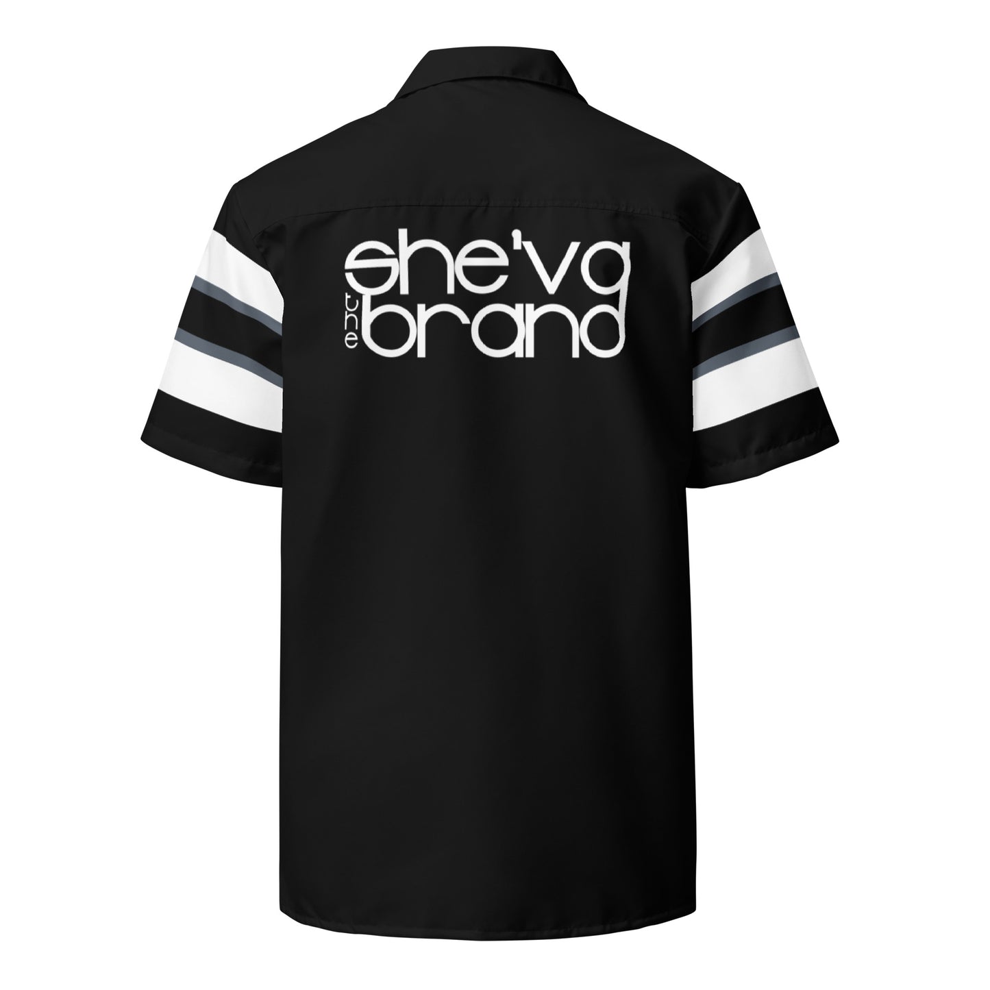 She'va Men's Button Down Shirt (black & gray striped)