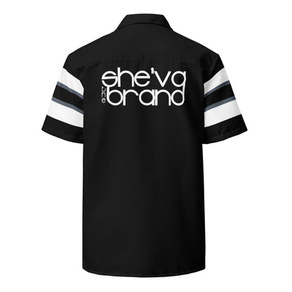 She'va Men's Button Down Shirt (black & gray striped)