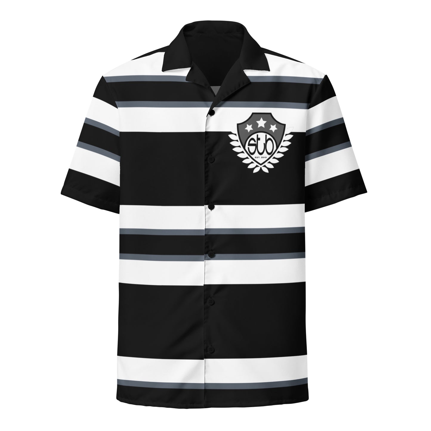 She'va Men's Button Down Shirt (black & gray striped)