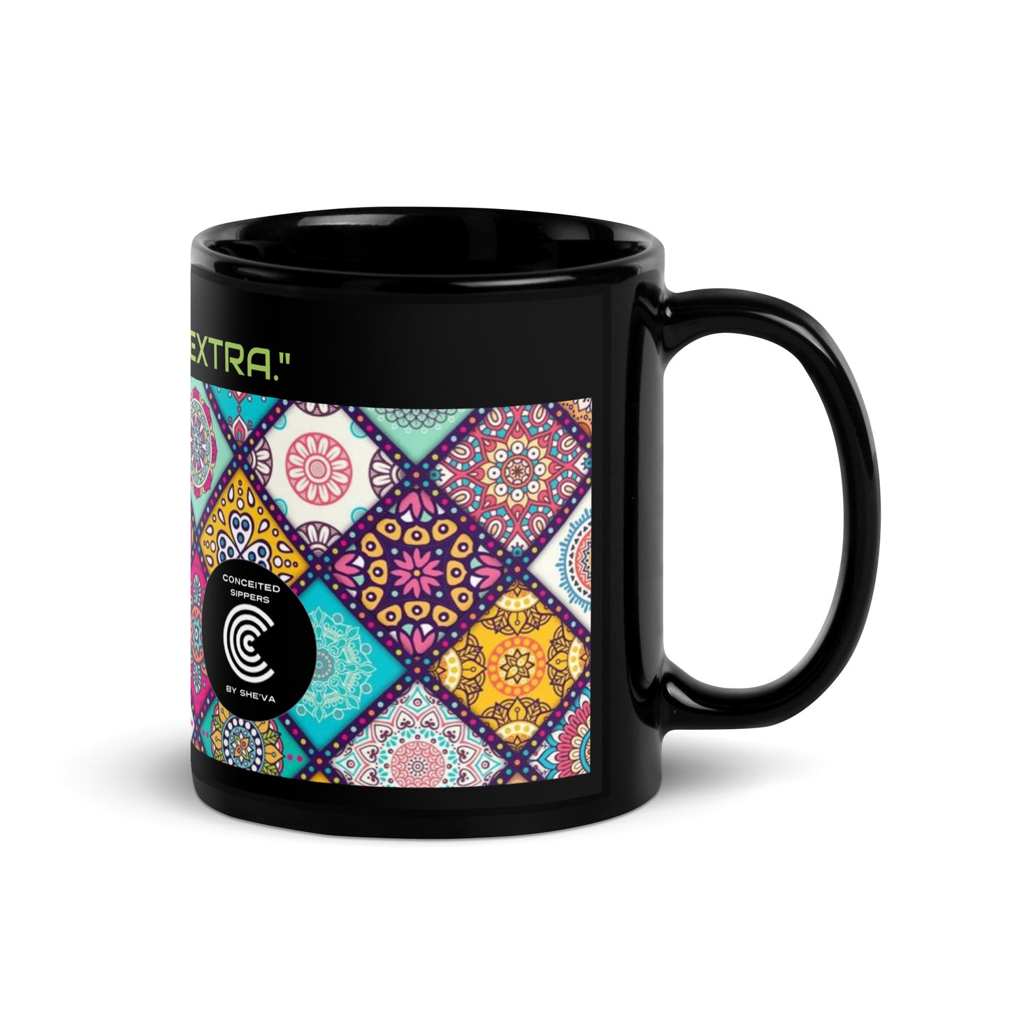 Conceited Black Glossy Mugs
