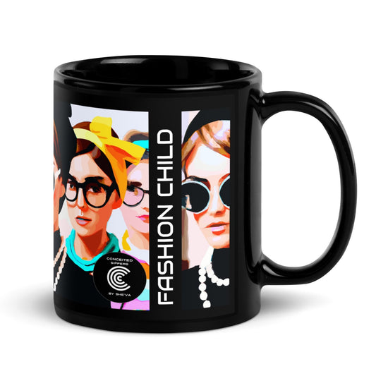 Conceited Black Glossy Mugs