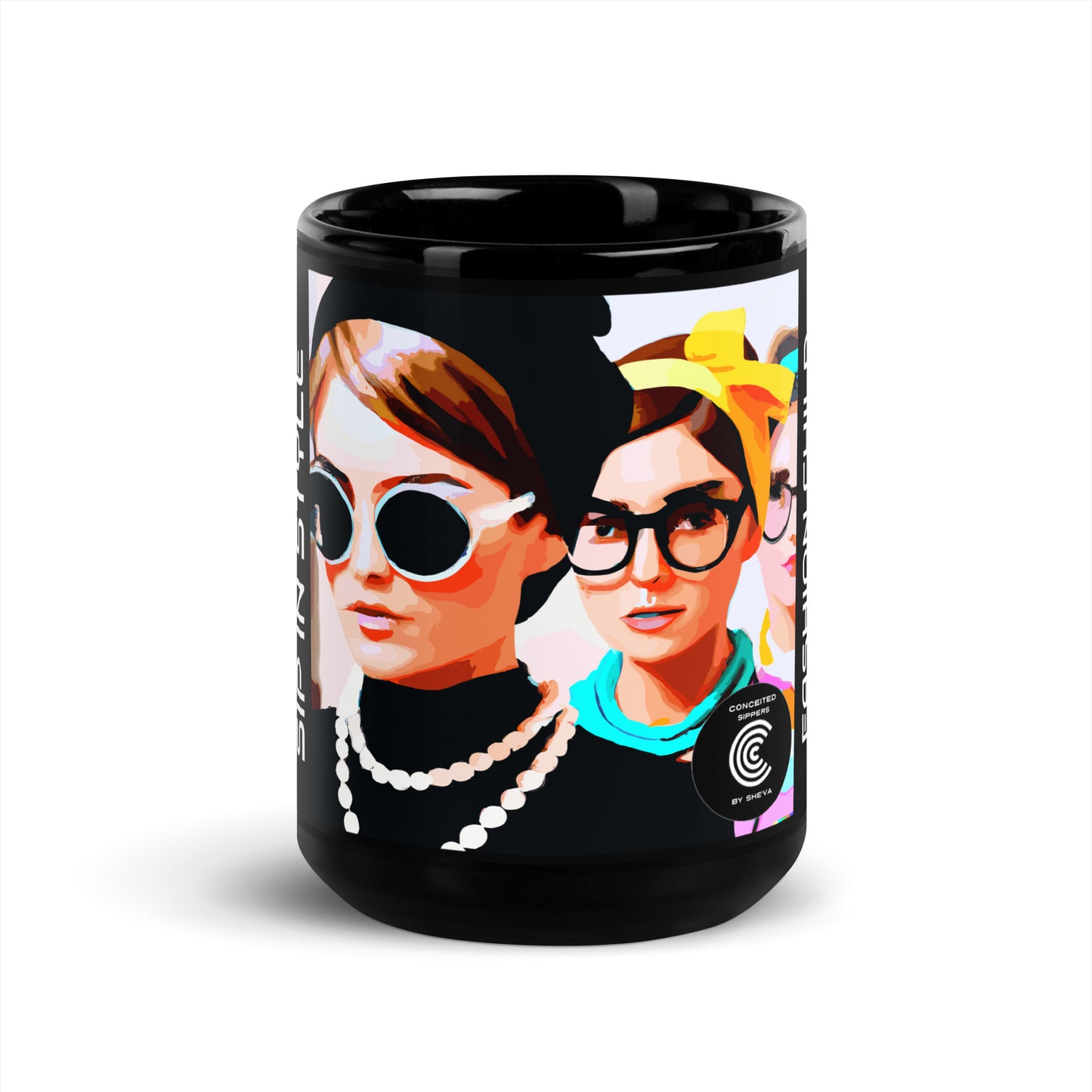 Conceited Black Glossy Mugs
