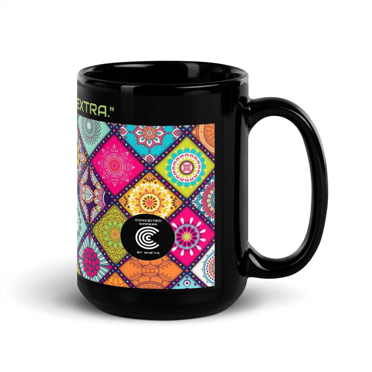 Conceited Black Glossy Mugs