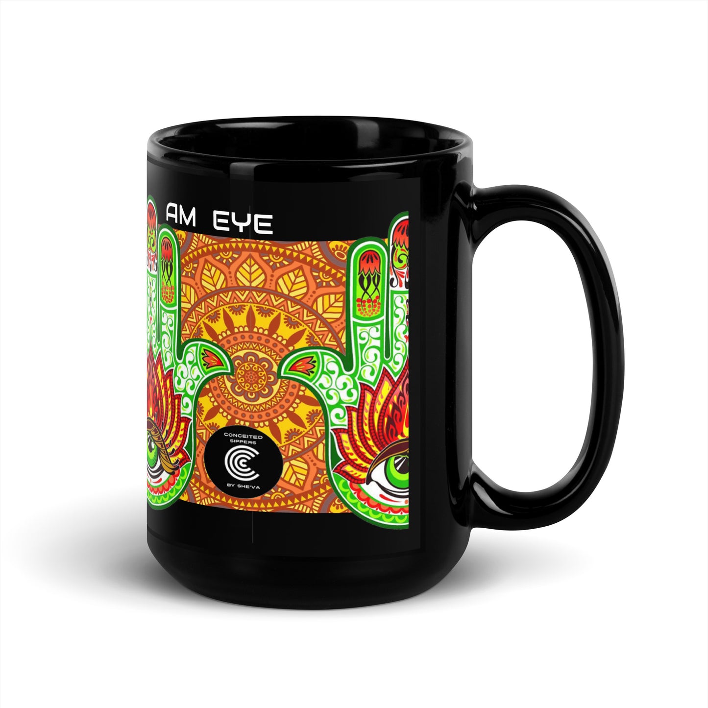 Conceited Black Glossy 15 oz. Hasma Hand Mug