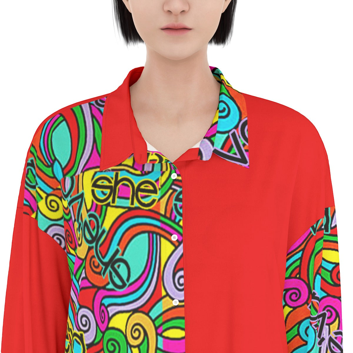 She'va Women's Long Shirt Dress | Rayon (red)