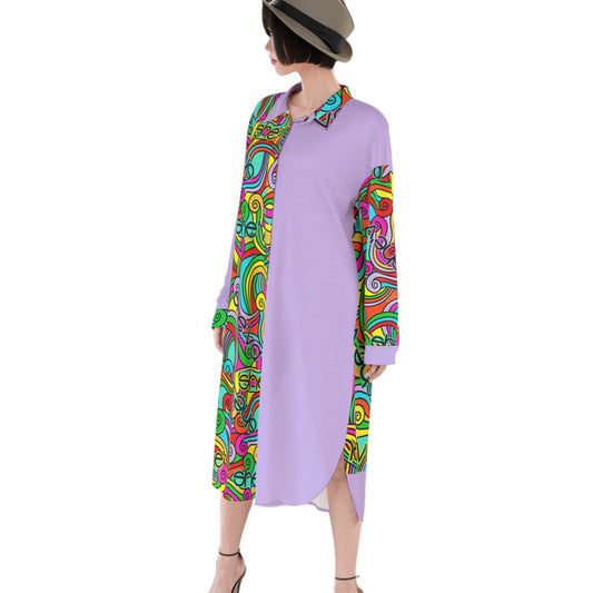 She'va Women's Long Shirt Dress | Rayon (lav)