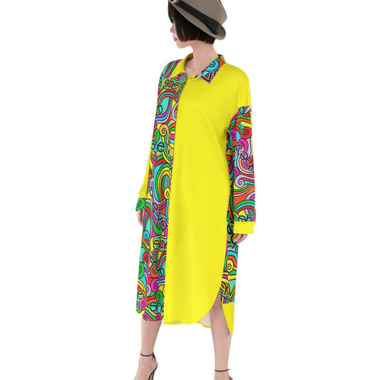 She'va Women's Long Shirt Dress | Rayon (yel)