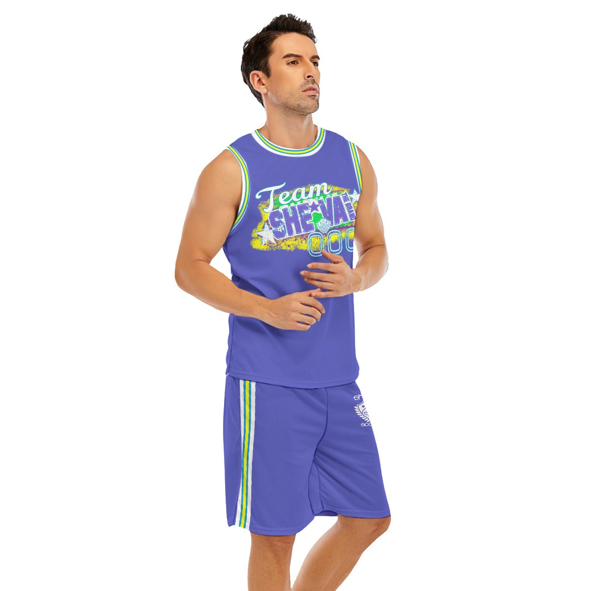 She'va Basketball Jersey and Shorts (blu/gr/yel)