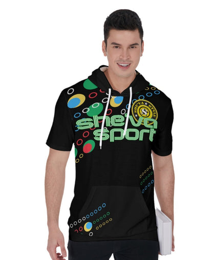 She'va Sport Men's Short Sleeve Hoodie T-Shirt (Bowrain/black)