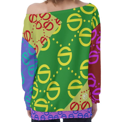 Women's Oversized Lip Service Off-Shoulder Sweatshirt (red)