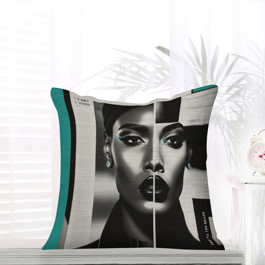 FASHION Collection THROW Pillow Cover TEAL/NO INSERT art by c.c