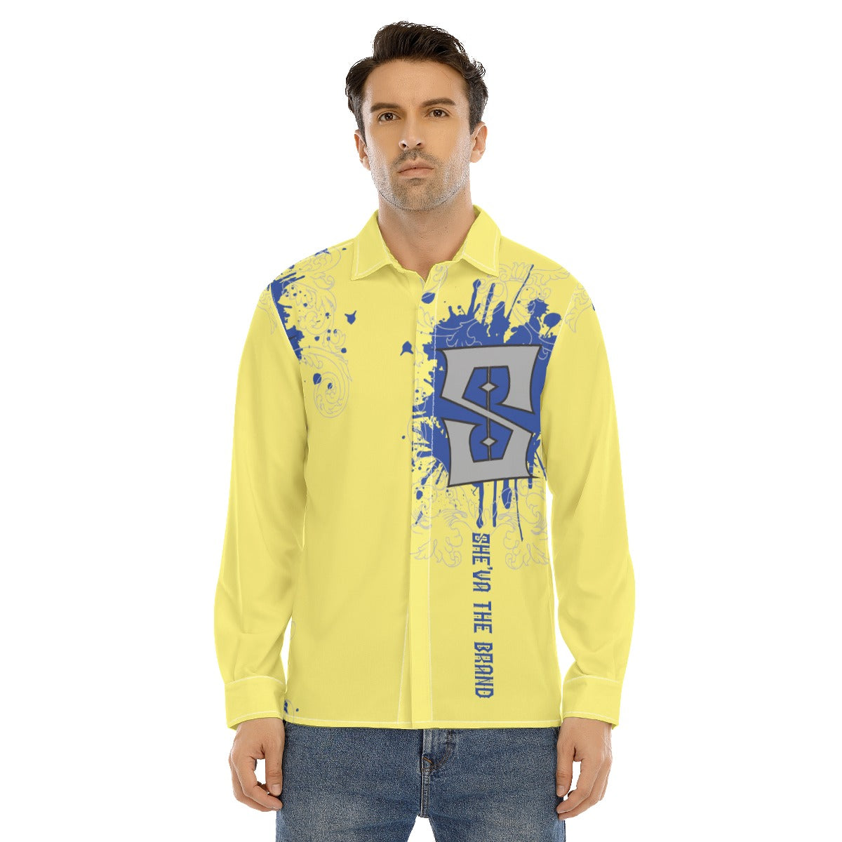 She'va Men's Long Sleeve Stand-Up Guy Shirt  (yellow)