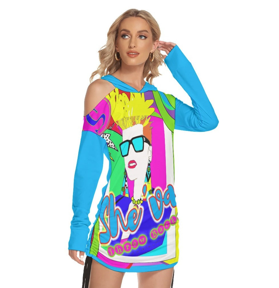 She'va AI Graphic One-shoulder Dress With Waist Shirring (val/tur)