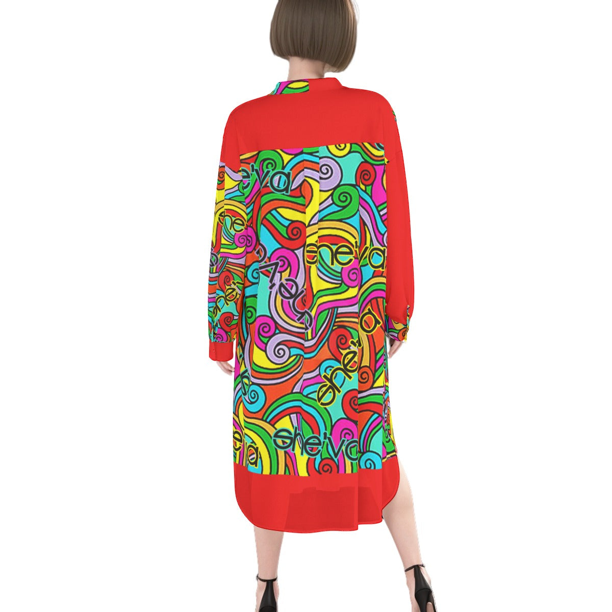 She'va Women's Long Shirt Dress | Rayon (red)