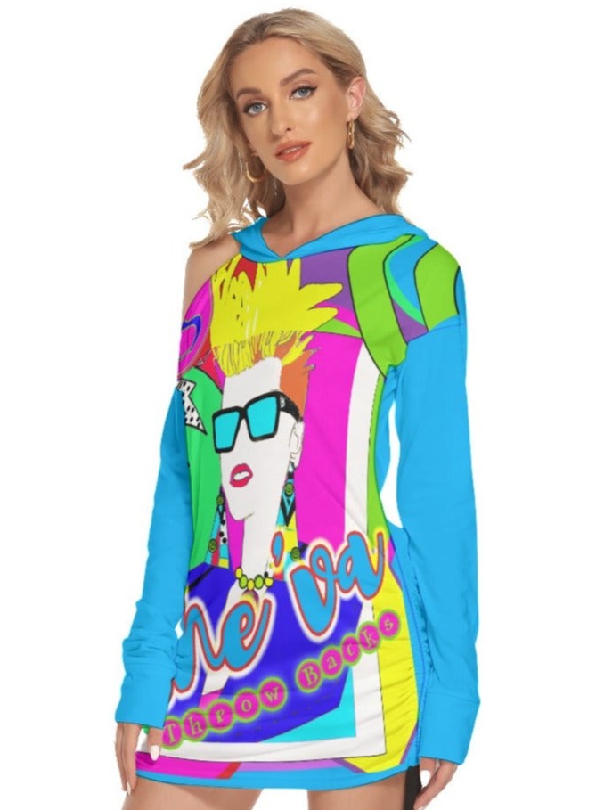She'va AI Graphic One-shoulder Dress With Waist Shirring (val/tur)