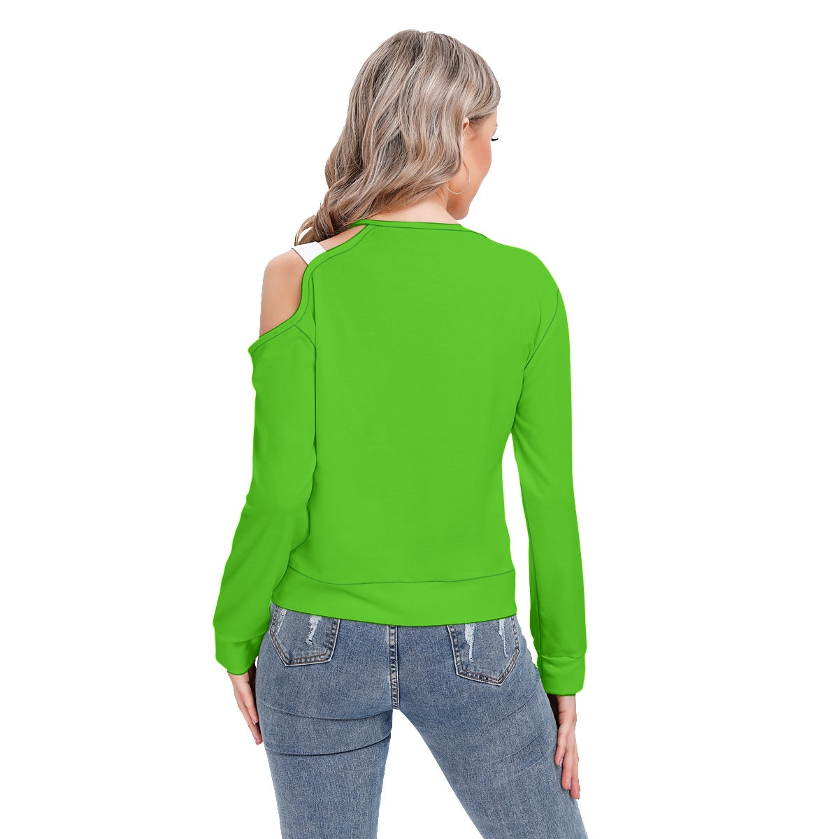 She'va Women's A-I Graphic One-shoulder Cut O-neck Sweatshirt (Rozz/gre)