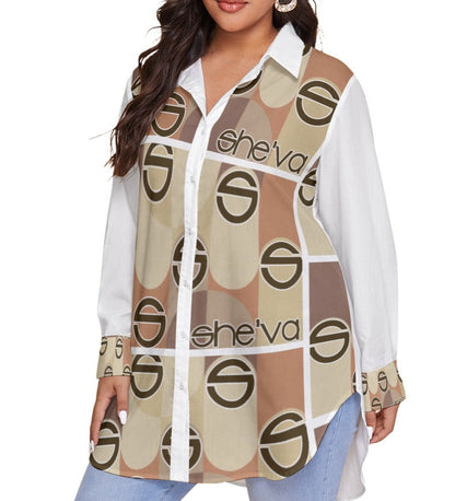 Women's Nude Oversized Shirt With Long Sleeve (Plus Size)