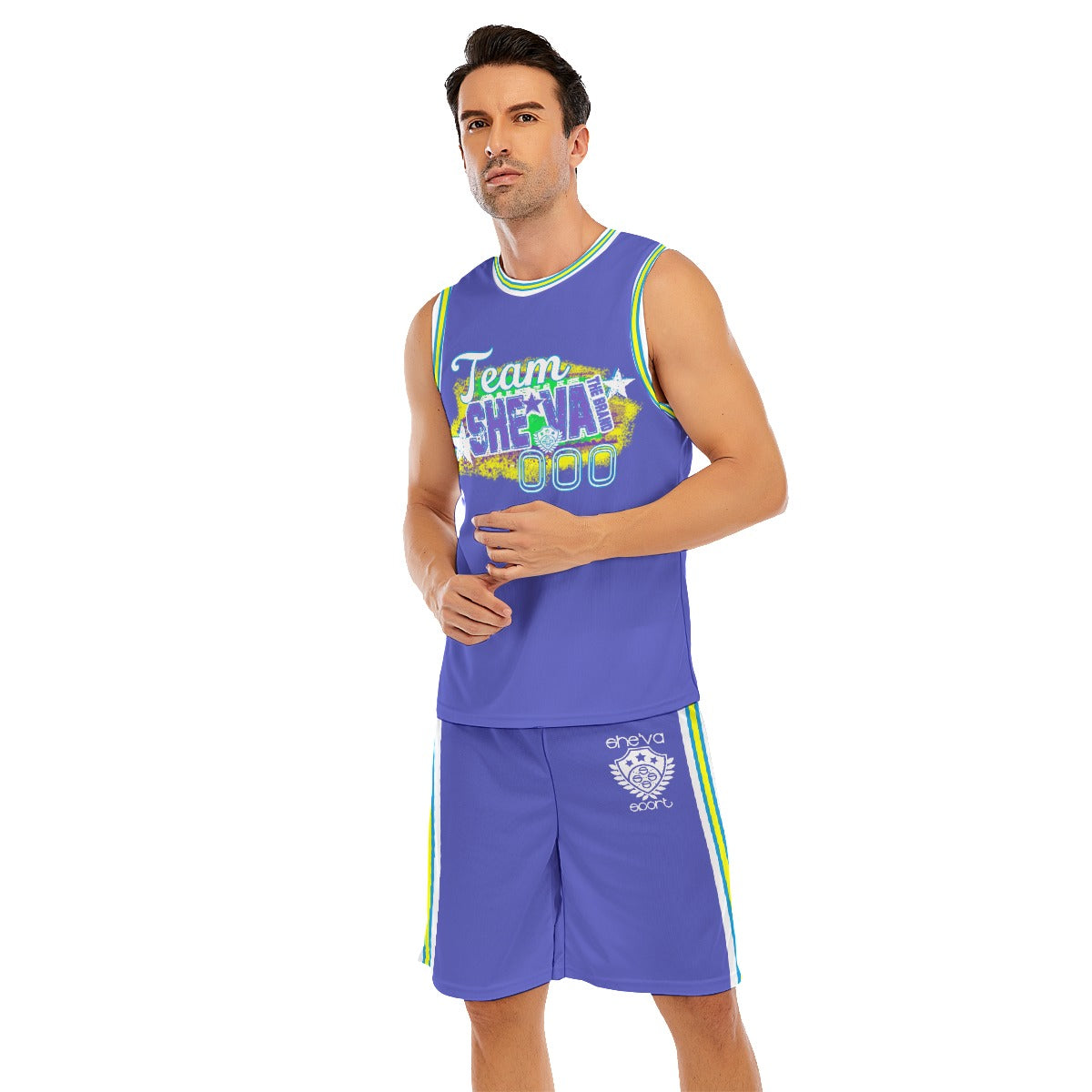 She'va Basketball Jersey and Shorts (blu/gr/yel)