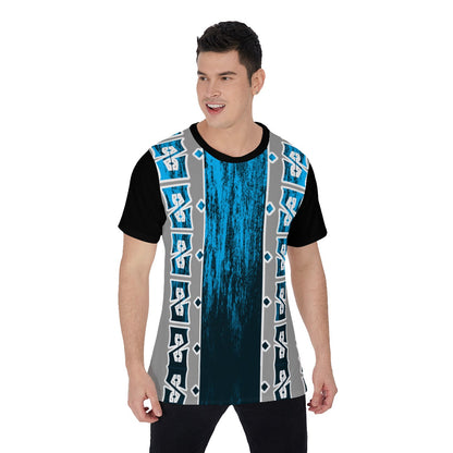 She'va Men's Basic O-Neck T-Shirt (BLK/BLU)
