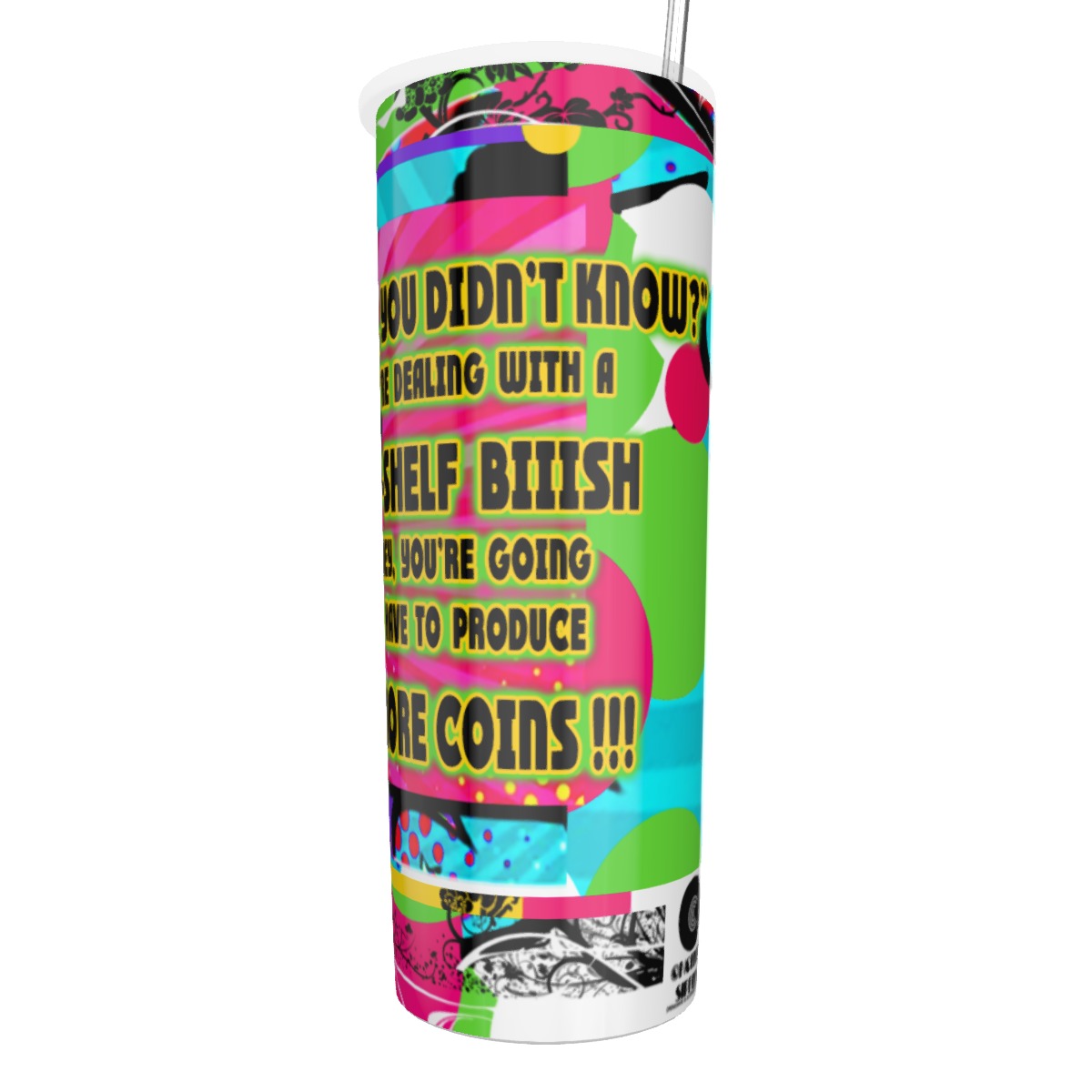 CS Oooop's Glitter Tumbler With Stainless Steel Straw 20oz