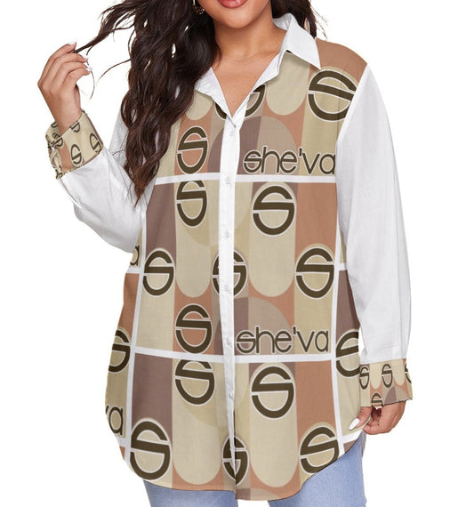 Women's Nude Oversized Shirt With Long Sleeve (Plus Size)