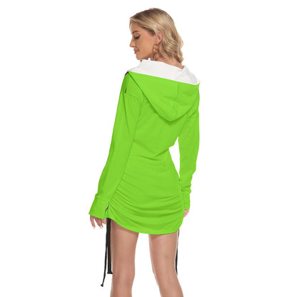 She'va AI Graphic One-shoulder Dress With Waist Shirring (Eva/Green)