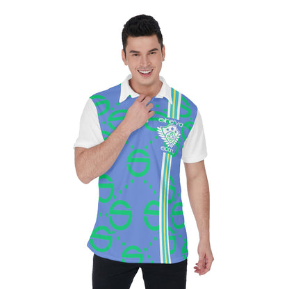 She'va Short Sleeve Men's Polo Shirt (blue/green/white)