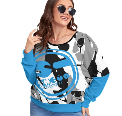 Women's Spattered Backless Sweatshirt With Bat Sleeve (Plus Size)