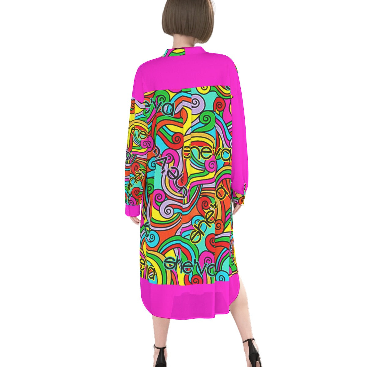 She'va Women's Long Shirt Dress | Rayon (hotp/col)
