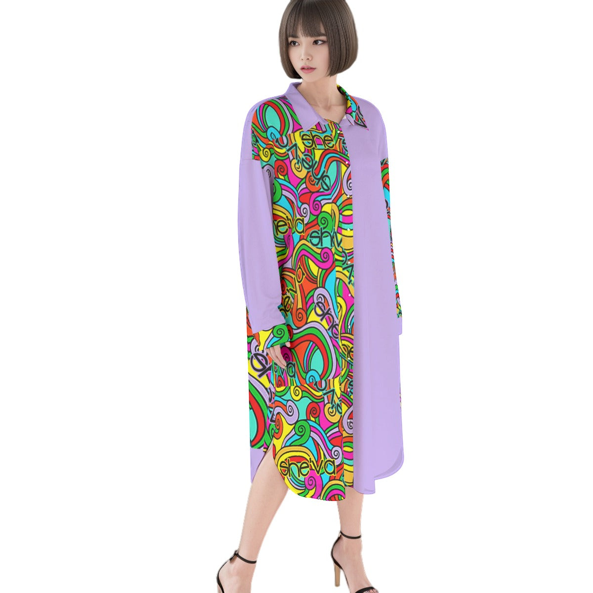 She'va Women's Long Shirt Dress | Rayon (lav)