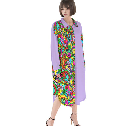 She'va Women's Long Shirt Dress | Rayon (lav)