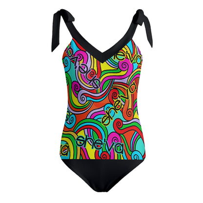 She'va Her Tie Shoulder Onepiece Padded Swimsuit (blk/col)