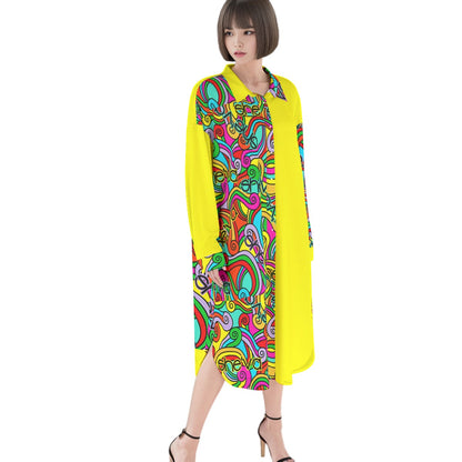 She'va Women's Long Shirt Dress | Rayon (yel)