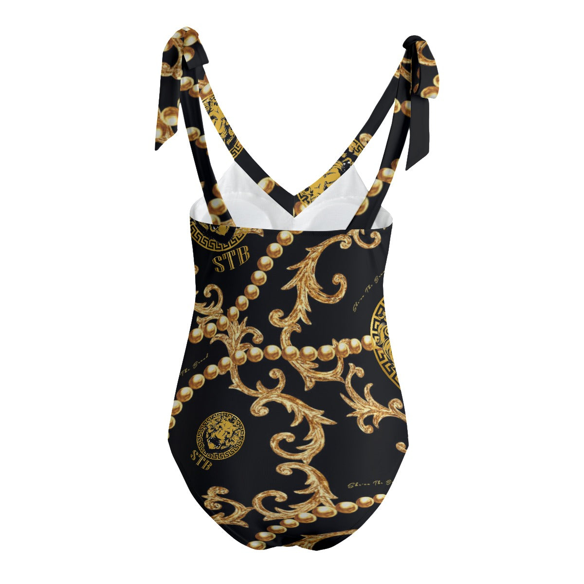 She'va Swim Women's Tie Shoulder Onepiece Padded Swimsuit blk/gol