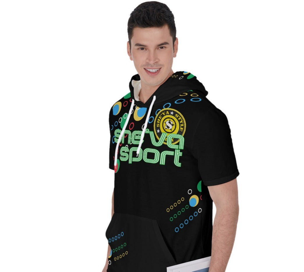 She'va Sport Men's Short Sleeve Hoodie T-Shirt (Bowrain/black)