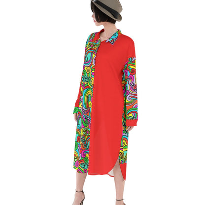 She'va Women's Long Shirt Dress | Rayon (red)