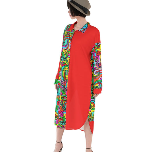 She'va Women's Long Shirt Dress | Rayon (red)